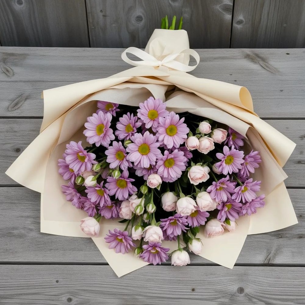 Букет цветов из: Розы и Хризантемы в Кременкуль