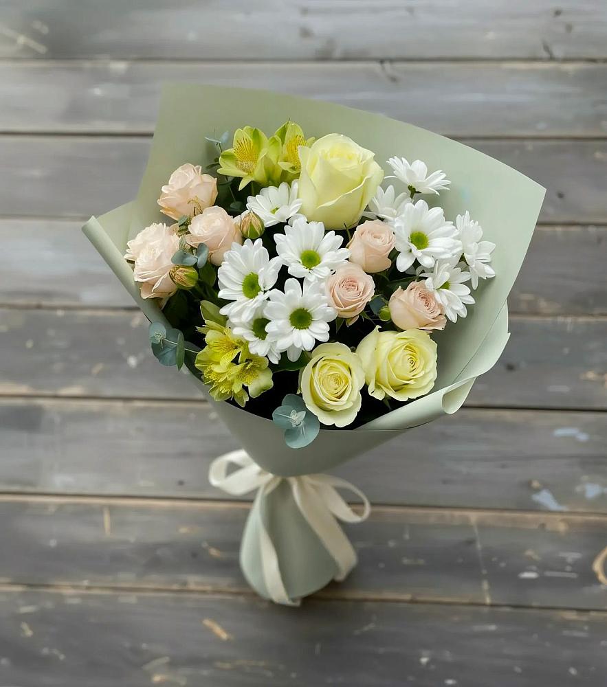 Букет цветов из: Альстромерии, Розы и Хризантемы в Кременкуль