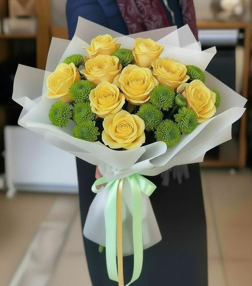 Букет цветов из: Хризантемы и Розы в Кременкуль