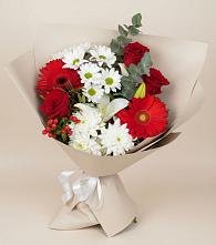Букет цветов из:  Розы, Хризантемы, Герберы и Лилии #REPLACE_PRED# Кременкуль