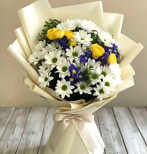 Букет цветов из:  Ирисы, Хризантемы и Розы #REPLACE_PRED# Кременкуль