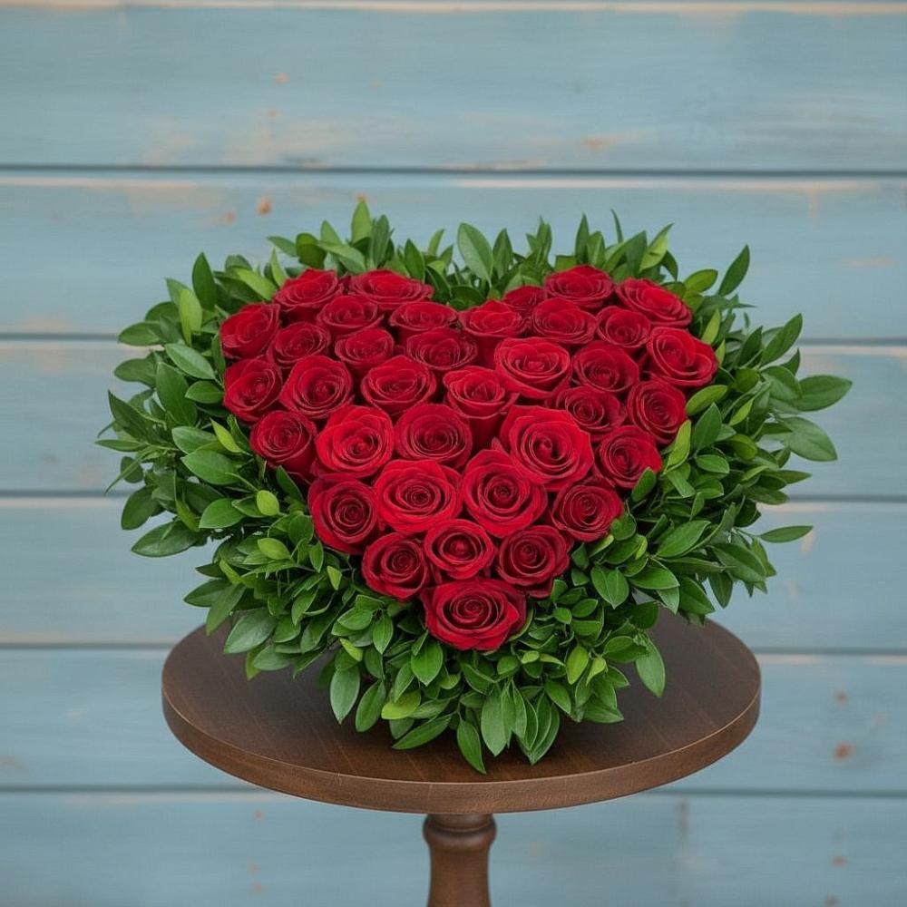 Цветочная композиция из Розы в виде сердца в Кременкуль