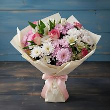 Букет цветов из:  Хризантемы, Альстромерии и Розы в Кременкуль