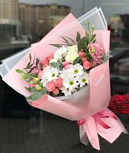 Букет цветов из:  Розы, Лизиантусы и Хризантемы в Кременкуль