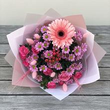 Букет цветов из:  Розы, Герберы и Хризантемы в Кременкуль